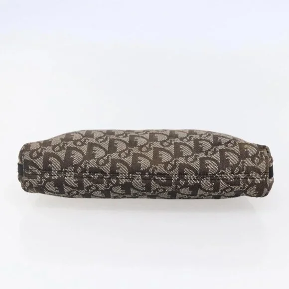 Christian Dior Trotter Canvas Pouch Brown Silver Auth bs29749 - Picture 7 of 16